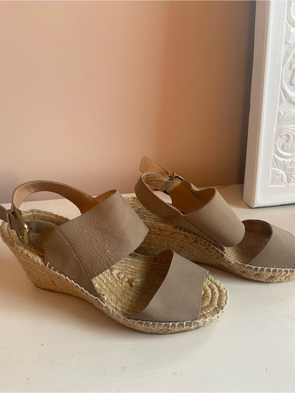 Women's Taupe Espadrille Wedge Sandals -